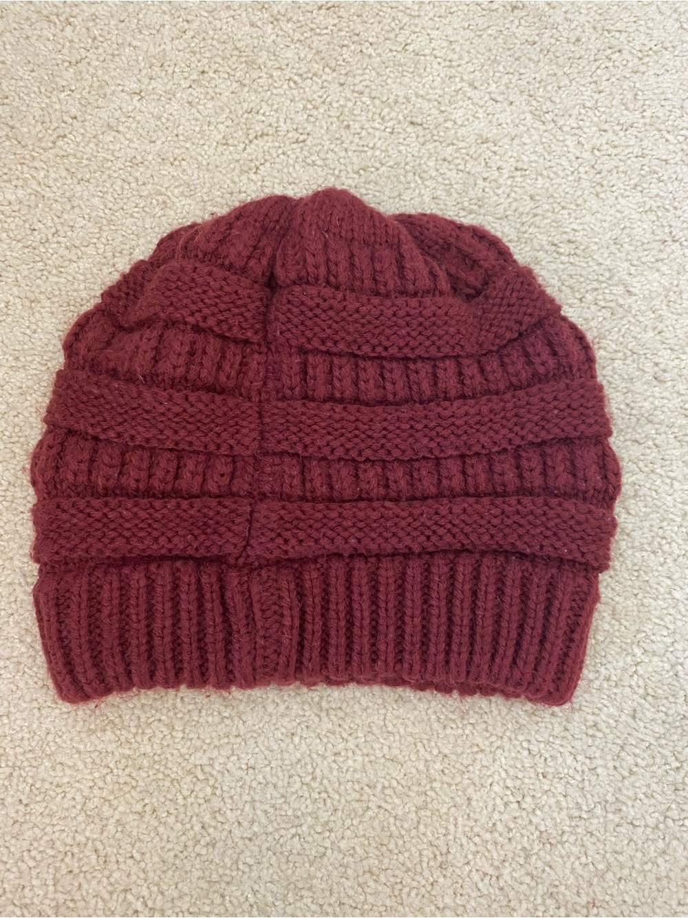 C.C Knit Beanie in Burgundy/Wine Size OS - Picture 2 of 5